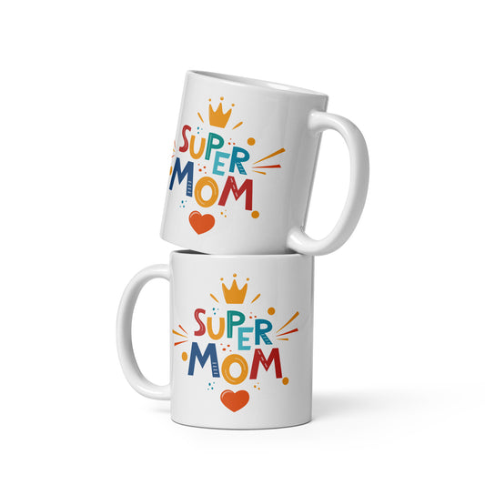 White glossy mug | Super Mom | Mother's Day - Better Outcomes