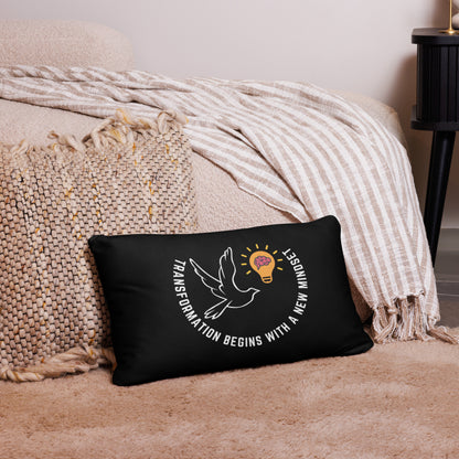 Basic Pillow | Better Outcomes | Slogan | Transformation Begins with a New Mindset | Black - Better Outcomes