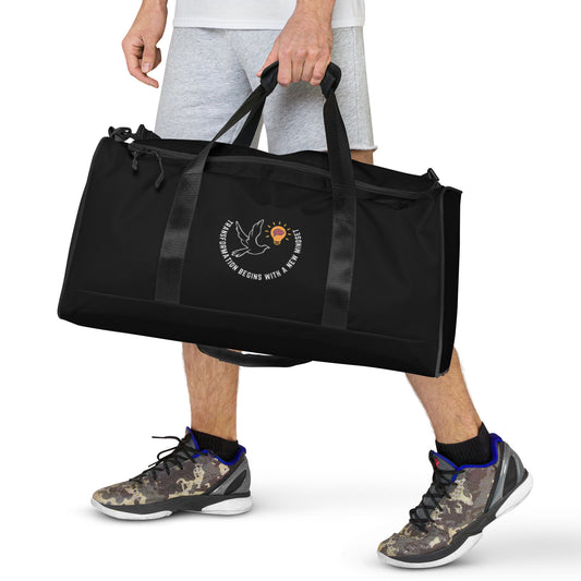Duffle bag | Better Outcomes | Slogan | Transformation Begins with a New Mindset | Black - Better Outcomes