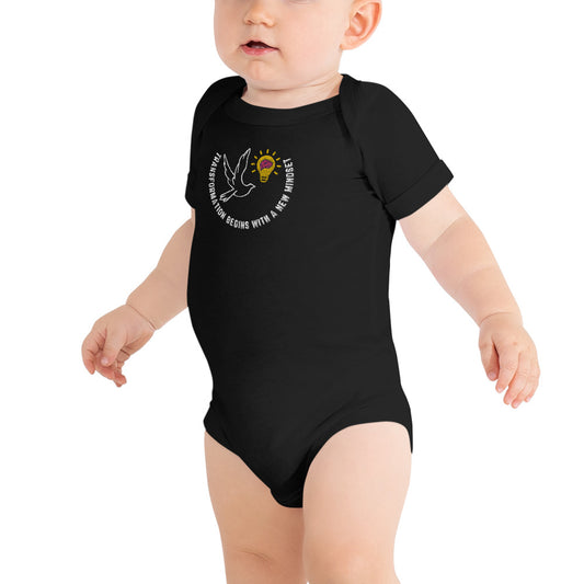 Baby Body Suit | One Piece | Better Outcomes | Slogan | Transformation Begins with a New Mindset | Black - Better Outcomes