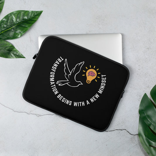 Laptop Sleeve | Better Outcomes | Slogan | Transformation Begins with a New Mindset | Black - Better Outcomes
