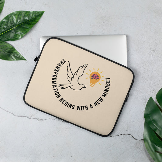 Laptop Sleeve | Better Outcomes | Slogan | Transformation Begins with a New Mindset | Papaya Whip - Better Outcomes