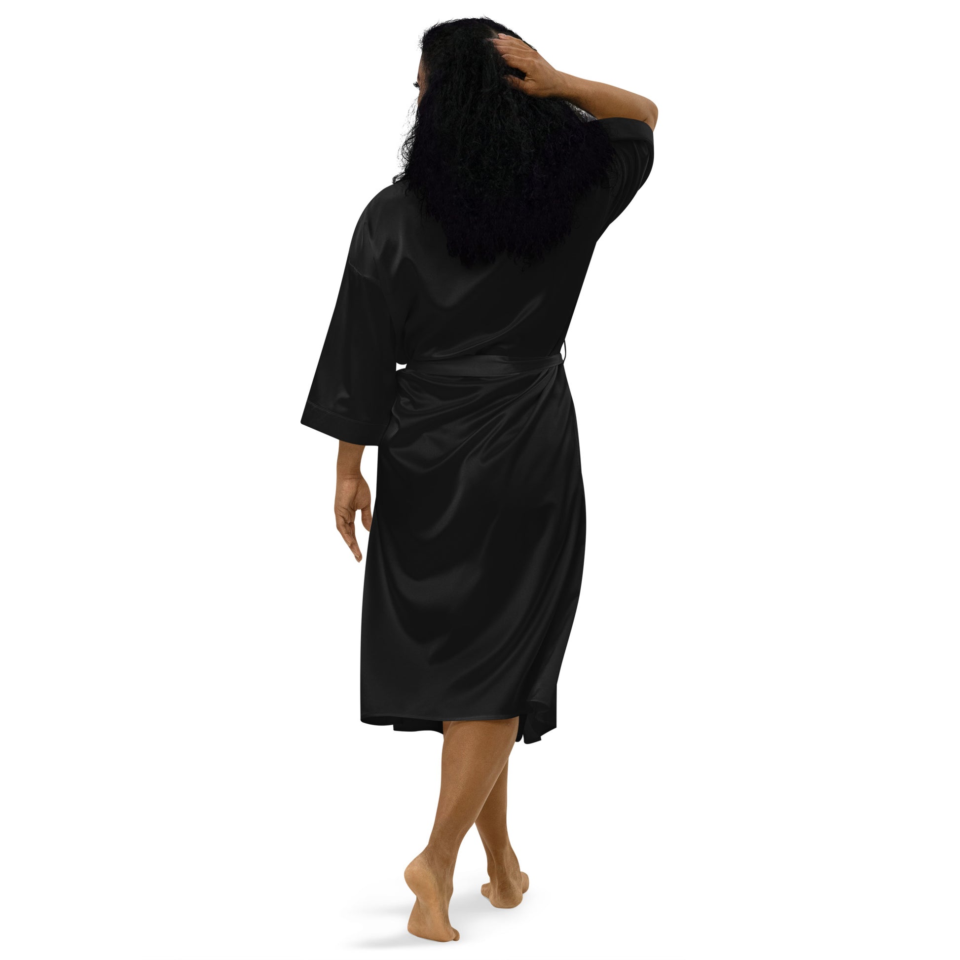Satin Robe | Better | Outcomes | Slogan | Transformation Begins with a New Mindset | Black - Better Outcomes