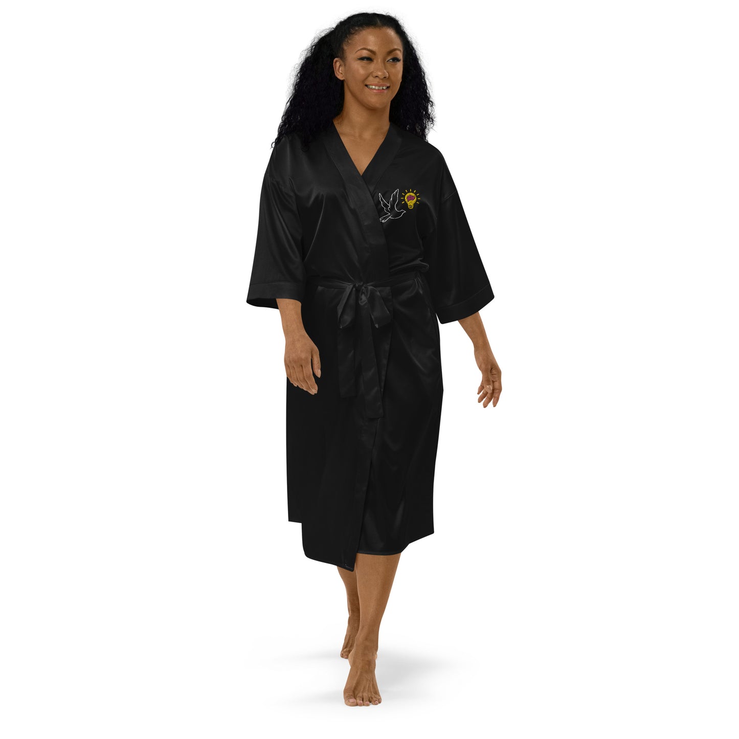 Satin Robe | Better Outcomes | Logo Black - Better Outcomes