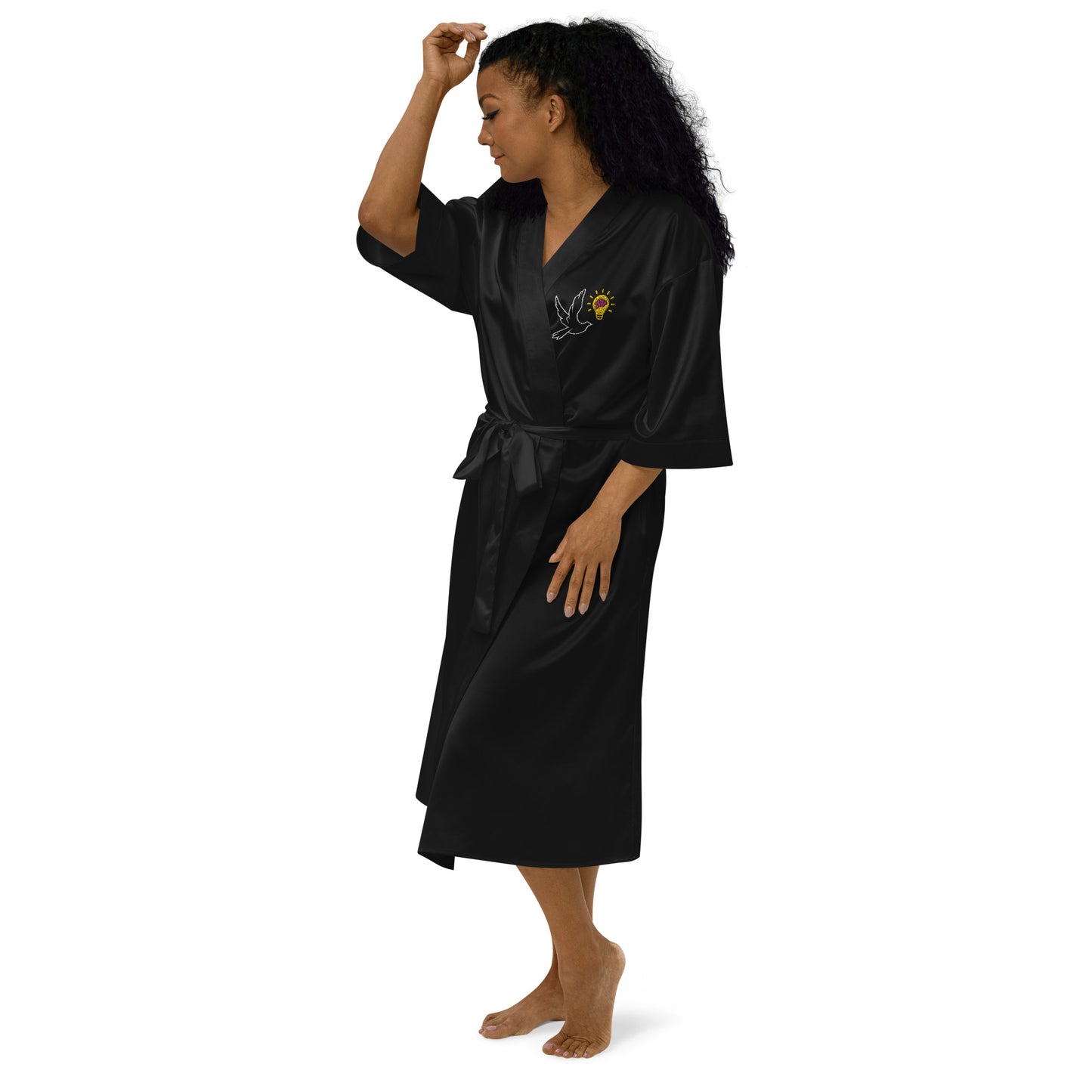 Satin Robe | Better Outcomes | Logo Black - Better Outcomes