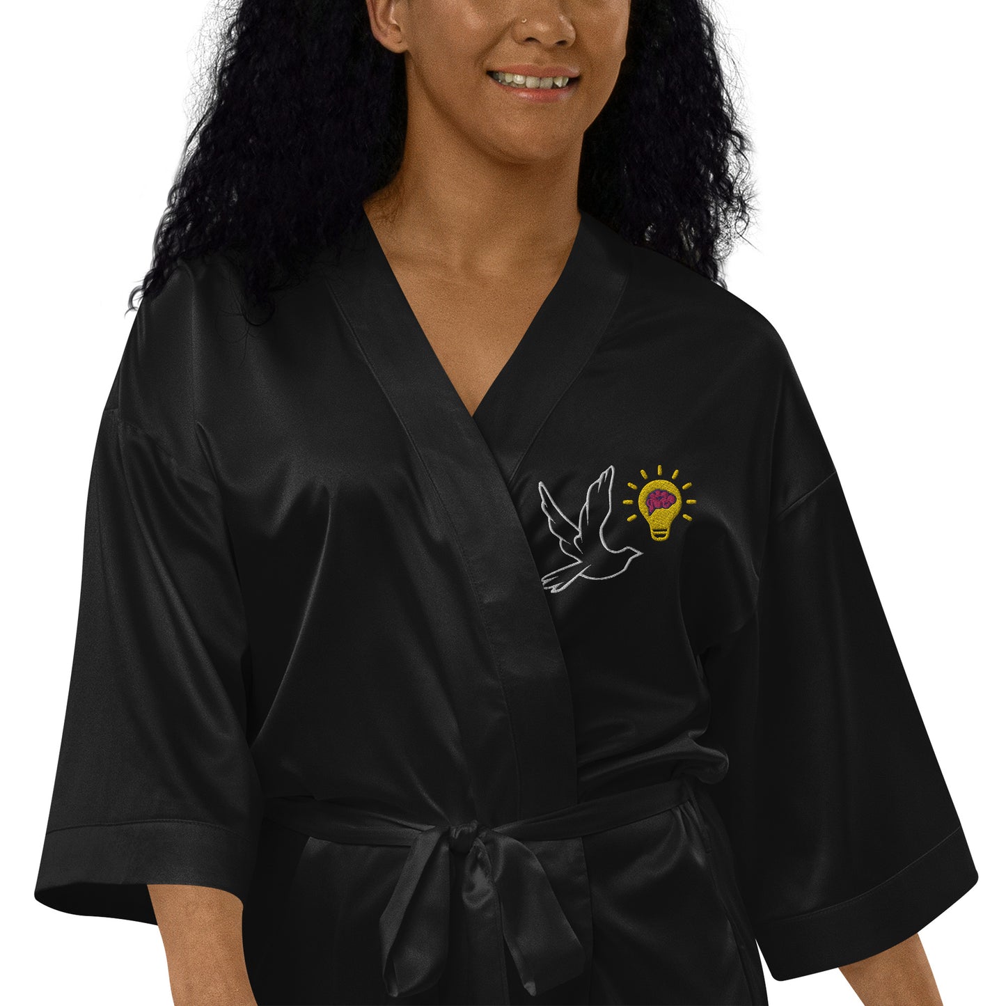 Satin Robe | Better Outcomes | Logo Black - Better Outcomes