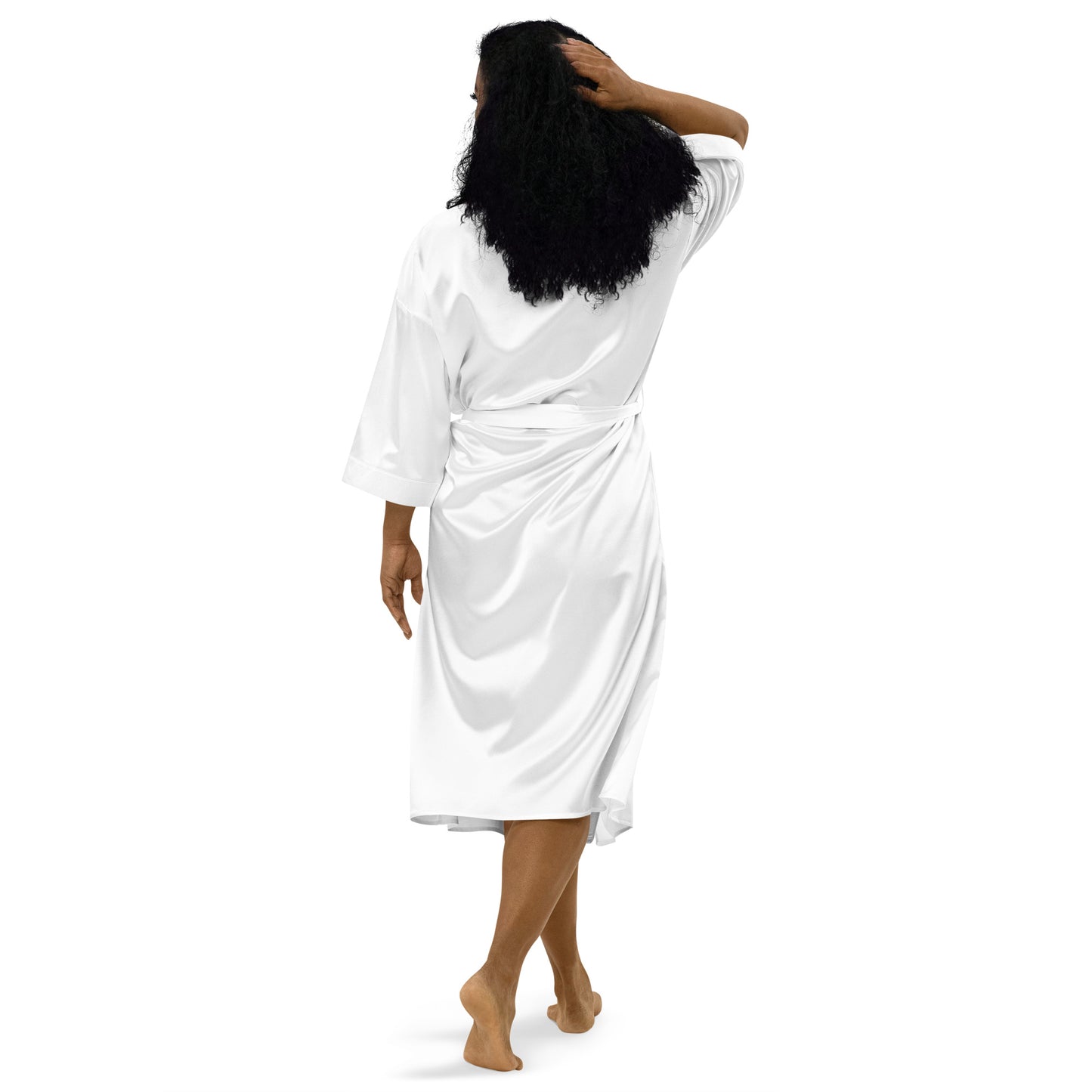 Satin Robe | Better Outcomes | Logo | White and Pink - Better Outcomes
