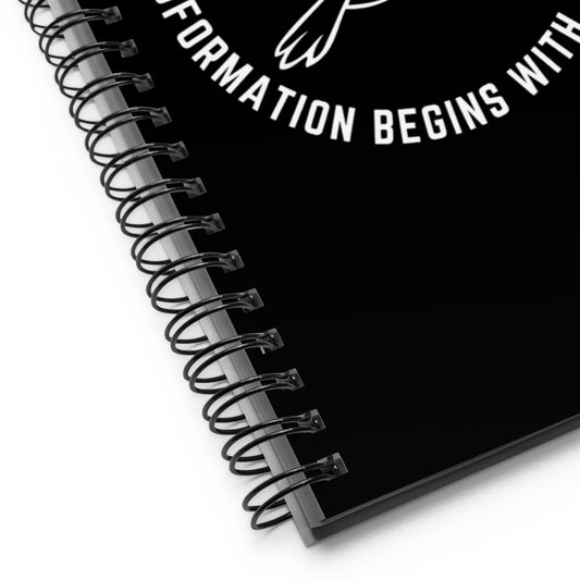 Spiral notebook | Better Outcomes | Slogan | Transformation Begins with a New Mindset | Black - Better Outcomes