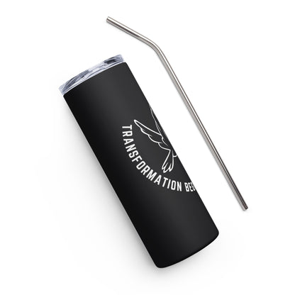 Stainless Steel Tumbler | Better Outcomes | Slogan | Transformation Begins with a New Mindset | Black - Better Outcomes