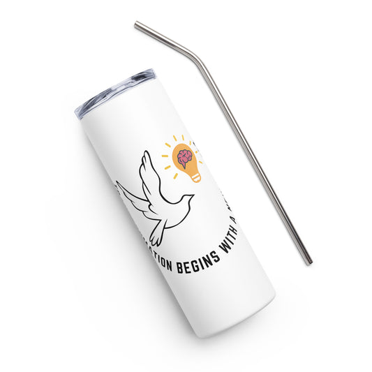 Stainless Steel Tumbler | Better Outcomes | Slogan | Transformation Begins with a New Mindset | White - Better Outcomes