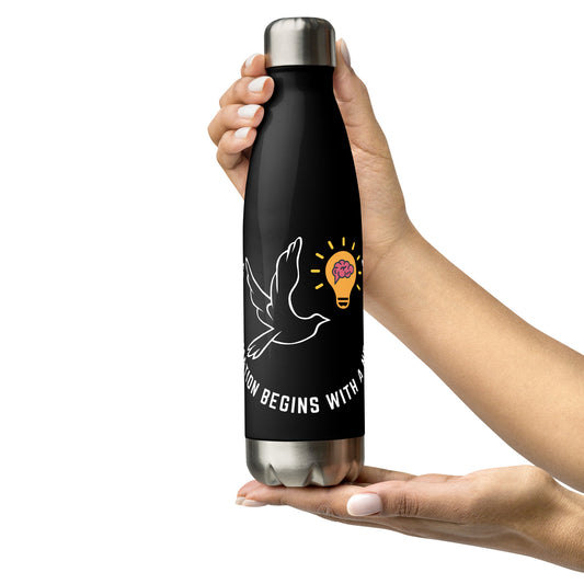Stainless Steel Water Bottle | Better Outcomes | Slogan | Transformation Begins with a New Mindset | Black - Better Outcomes