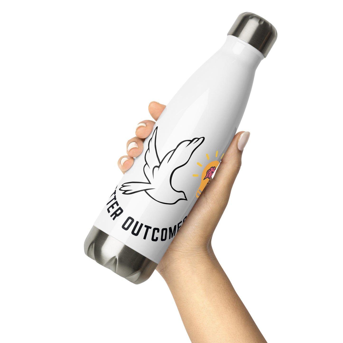 Stainless Steel Water Bottle | Better Outcomes | White - Better Outcomes