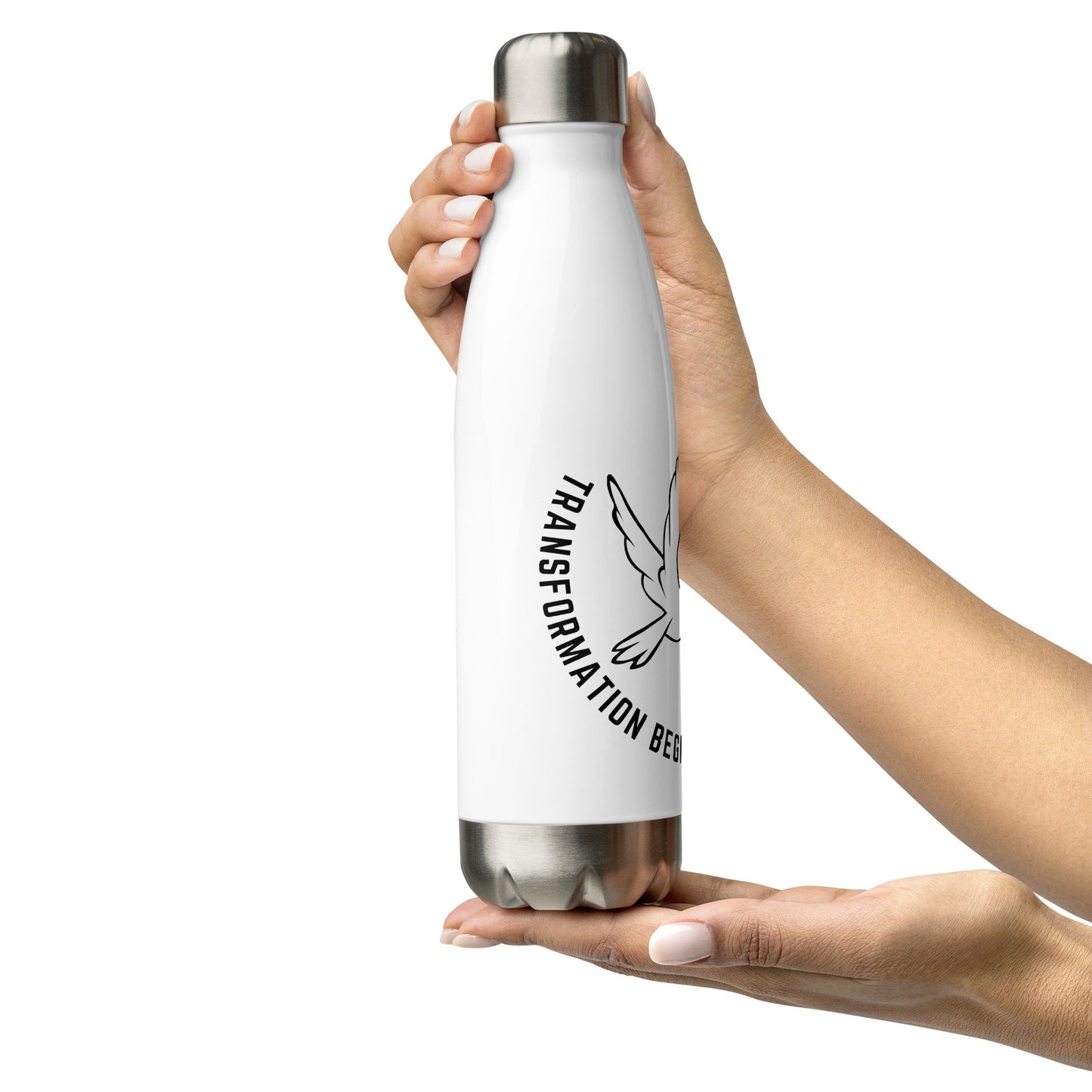 Stainless Steel Water Bottle | Better Outcomes | Slogan | Transformation Begins with a New Mindset | White - Better Outcomes