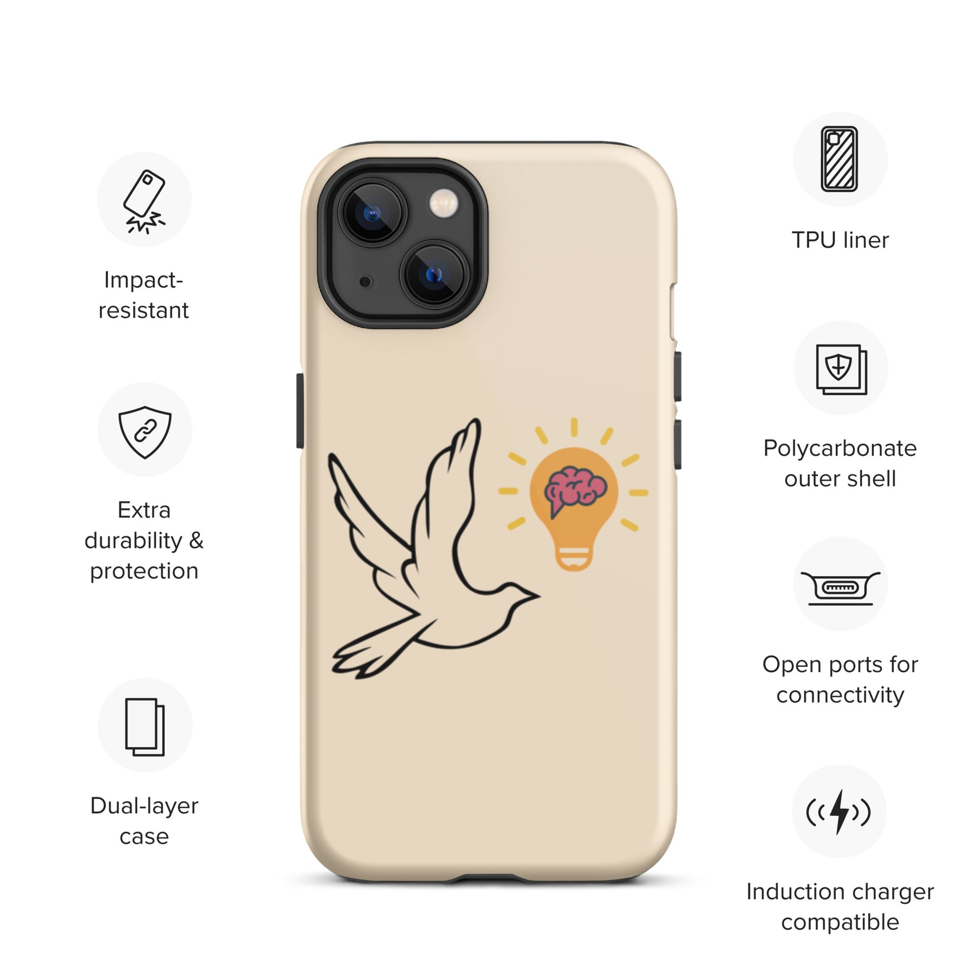 Tough iPhone case | Better Outcomes | Logo | Papaya Whip - Better Outcomes