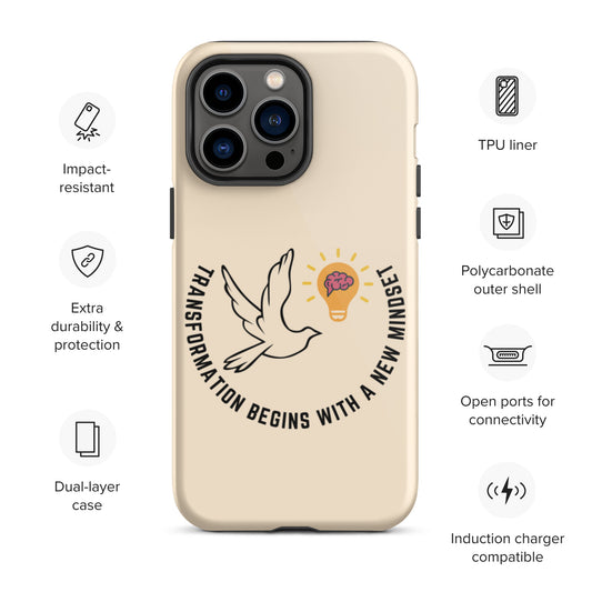 Tough iPhone case | Better Outcomes | Slogan | Transformation Begins with a New Mindset | Papaya Whip - Better Outcomes