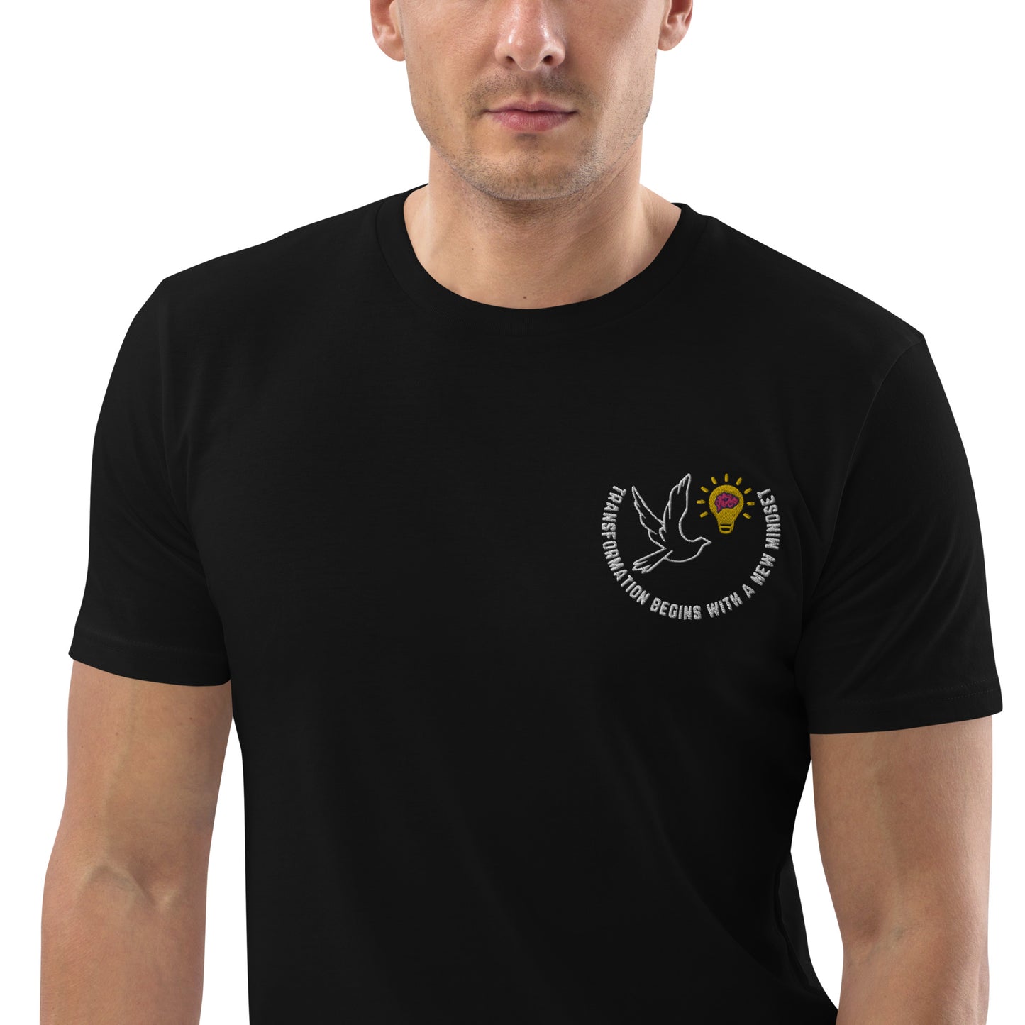 Unisex organic cotton t-shirt | Better Outcomes | Slogan | Transformation Begins with a New Mindset | Black - Better Outcomes